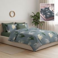 Lenjerie pat bumbac Finet 6 piese cu desen PROMO, husă saltea 160x200 sau 180x200 cm, pilotă 200x220 cm, 2 fețe pernă 50x70 și 70x70 cm, Verde Inchis, Pucioasa