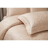 Lenjerie pat dublu Jacquard Satin 6 piese, cearsaf pat 220x240 cm, pilota 200x220 cm, 2 fete perne 50x70 si 70x70 cm JQ6P4