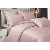 Lenjerie pat dublu Jacquard Satin 6 piese, cearsaf pat 220x240 cm, pilota 200x220 cm, 2 fete perne 50x70 si 70x70 cm JQ6P5