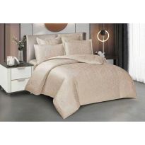 Lenjerie pat dublu Jacquard Satin 6 piese, cearsaf pat 220x240 cm, pilota 200x220 cm, 2 fete perne 50x70 si 70x70 cm JQ6P6