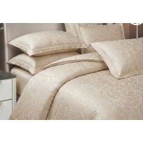 Lenjerie pat dublu Jacquard Satin 6 piese, cearsaf pat 220x240 cm, pilota 200x220 cm, 2 fete perne 50x70 si 70x70 cm JQ6P6