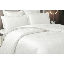 Lenjerie pat dublu Jacquard Satin 6 piese, cearsaf pat 220x240 cm, pilota 200x220 cm, 2 fete perne 50x70 si 70x70 cm JQ6P8