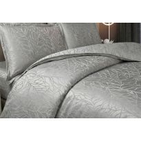 Lenjerie pat dublu Jacquard Satin 6 piese, cearsaf pat 220x240 cm, pilota 200x220 cm, 2 fete perne 50x70 si 70x70 cm JQ6P10