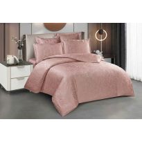 Lenjerie pat dublu Jacquard Satin 6 piese, cearsaf pat 220x240 cm, pilota 200x220 cm, 2 fete perne 50x70 si 70x70 cm JQ6P11