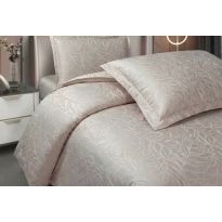 Lenjerie pat dublu Jacquard Satin 6 piese, cearsaf pat 220x240 cm, pilota 200x220 cm, 2 fete perne 50x70 si 70x70 cm JQ6P12