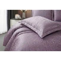 Lenjerie pat dublu Jacquard Satin 6 piese, cearsaf pat 220x240 cm, pilota 200x220 cm, 2 fete perne 50x70 si 70x70 cm JQ6P13
