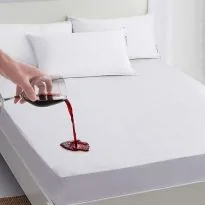 Husă protecție pat frotir bumbac 100% impermeabilă pentru saltea de 140x200 cm Alb