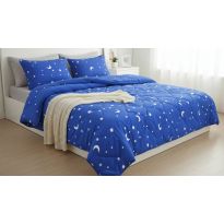 Pilota matlasata Luna si Stele, umplutura minet alergenic 180x200 cm, Albastra