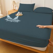 Husă protecție pat matlasată impermeabilă pentru saltea de 200x200, cu 2 fete de perna 50x70 cm Gri Antracit