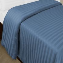Cearsaf de pilota pat dublu Damasc Policoton dunga 1 cm, 160 x 220 cm, Bleu