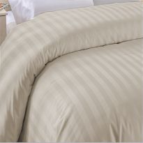 Cearsaf de pilota 2 persoane Damasc Bumbac 100% tip Hotel cu dunga 1 cm, 160x220 cm, Bej Cappuccino
