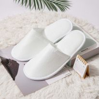 Papuci tip Hotel și SPA din frotir 60 grame/mp și talpă cauciuc 4 mm, de unică folosință CLEAN STEP , Alb