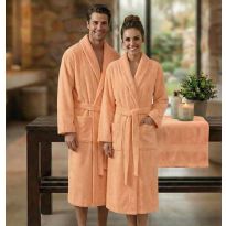 Halat de baie si SPA Hotel cu guler Kimono Velur 100% Bumbac, unisex, 420 gr./mp, Portocaliu L / XL