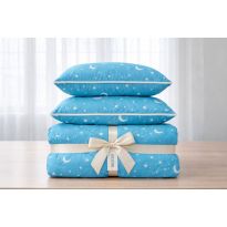 Pachet Pilota matlasata 200x210 cm si 2 perne 50x70 cm, model Luna si Stele, Bleu