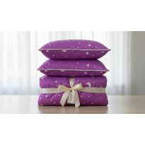 Pachet Pilota matlasata 200x210 cm si 2 perne 50x70 cm, model Luna si Stele, Mov