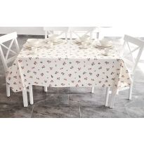 Fata de masa antimurdarire 100% Bumbac 140x180 cm, Floricele Crem