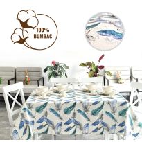Fata de masa antimurdarire 100% Bumbac 160x220 cm, Pene Albastru