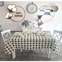 Fata de masa antimurdarire 100% Bumbac 160x220 cm, Buline Crem Albastru