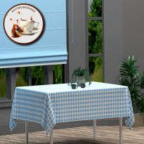 Fata de masa antimurdarire 100% Bumbac 160x320 cm, Carouri Albastru