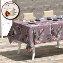 Fata de masa antimurdarire 100% Bumbac 160x320 cm, Frunze Exotice Mov