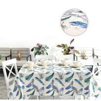 Fata de masa antimurdarire 100% Bumbac 160x320 cm, Pene Albastru