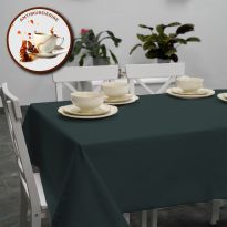 Față de masă rotundă 180 cm anti murdărire 100% Bumbac, Uni Verde Petrol