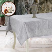 Față de masă rotundă 180 cm anti murdărire 100% Bumbac, Degrade Gri Deschis