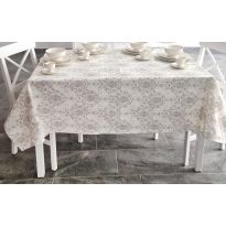 Față de masă rotundă 180 cm anti murdărire 100% Bumbac, Modernă Crem