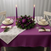 Set Față de masă rotundă și Napron Crăciun 160 cm, Mov