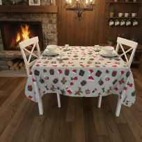 Față de masă rotunda Antimurdarire motive Crăciun 160 cm, Gri