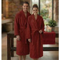 Halat de baie si SPA Hotel cu guler Kimono Velur 100% Bumbac, unisex, 420 gr./mp, Rosu Grena L / XL