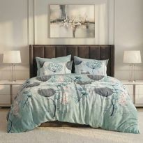 Lenjerie pat dublu ELVO Economy 6 piese Moderna Turcoaz/Gri LEE11