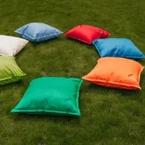 Perna de gradina umpluta cu perle din puf siliconic si polistiren 120x140 cm semi impermeabila - Albastru