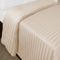 Cearsaf de pilota 2 persoane Damasc Policoton dunga 1 cm, 180 x 220 cm, Bej Cappuccino