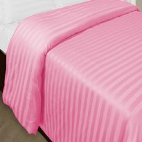 Cearsaf de pilota 2 persoane Damasc Policoton dunga 1 cm, 180 x 220 cm, Roz Bonbon