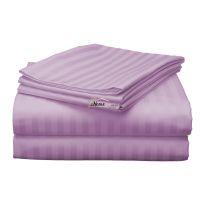 Cearsaf de pat dublu king size Damasc Policoton dunga 1 cm, 230 x 260 cm, Lila