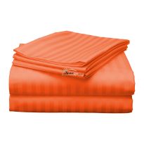 Cearsaf de pat dublu king size Damasc Policoton dunga 1 cm, 230 x 260 cm, Rosu Corai