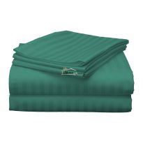 Cearsaf de pat dublu king size Damasc Policoton dunga 1 cm, 230 x 260 cm, Verde