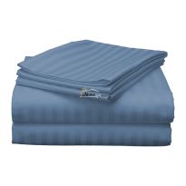 Cearsaf de pat o persoana Damasc Policoton dunga 1 cm, 160 x 230 cm, Bleu