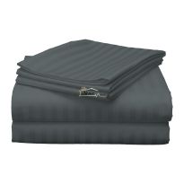 Cearsaf de pat o persoana Damasc Policoton dunga 1 cm, 160x230 cm, Gri Antracit