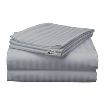 Cearsaf de pat o persoana Damasc Policoton dunga 1 cm, 160 x 230 cm, Gri Deschis
