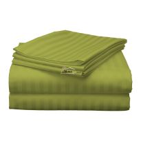 Cearsaf de pat 2 persoane Damasc Policoton dunga 1 cm, 220 x 230 cm, Verde Olive