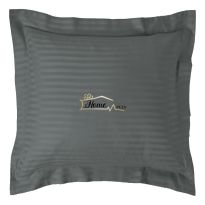 Fata de perna Damasc policoton dunga 1 cm, 70 x 70 cm si tiv cu bordura 3,5 cm, Gri Inchis