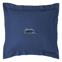 Fata de perna Damasc policoton dunga 1 cm, 70 x 70 cm si tiv cu bordura 3,5 cm, Albastru
