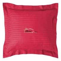 Fata de perna Damasc policoton dunga 1 cm, 70 x 70 cm si tiv cu bordura 3,5 cm, Rosu Persan