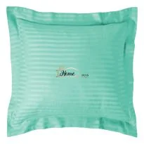 Fata de perna Damasc policoton dunga 1 cm, 70 x 70 cm si tiv cu bordura 3,5 cm, Verde Jad