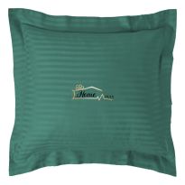 Fata de perna Damasc policoton dunga 1 cm, 70 x 70 cm si tiv cu bordura 3,5 cm, Verde