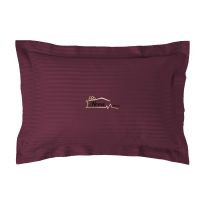 Fata de perna Damasc policoton dunga 1 cm, 50 x 70 cm si tiv cu bordura 3,5 cm, Rosu Visiniu