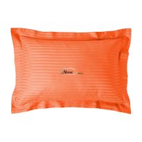 Fata de perna Damasc policoton dunga 1 cm, 50 x 70 cm si tiv cu bordura 3,5 cm, Rosu Corai