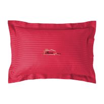 Fata de perna Damasc policoton dunga 1 cm, 50 x 70 cm si tiv cu bordura 3,5 cm, Rosu Persan